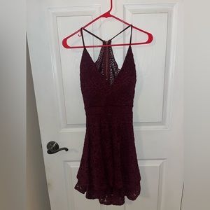 Lace Burgundy Hoco Dress